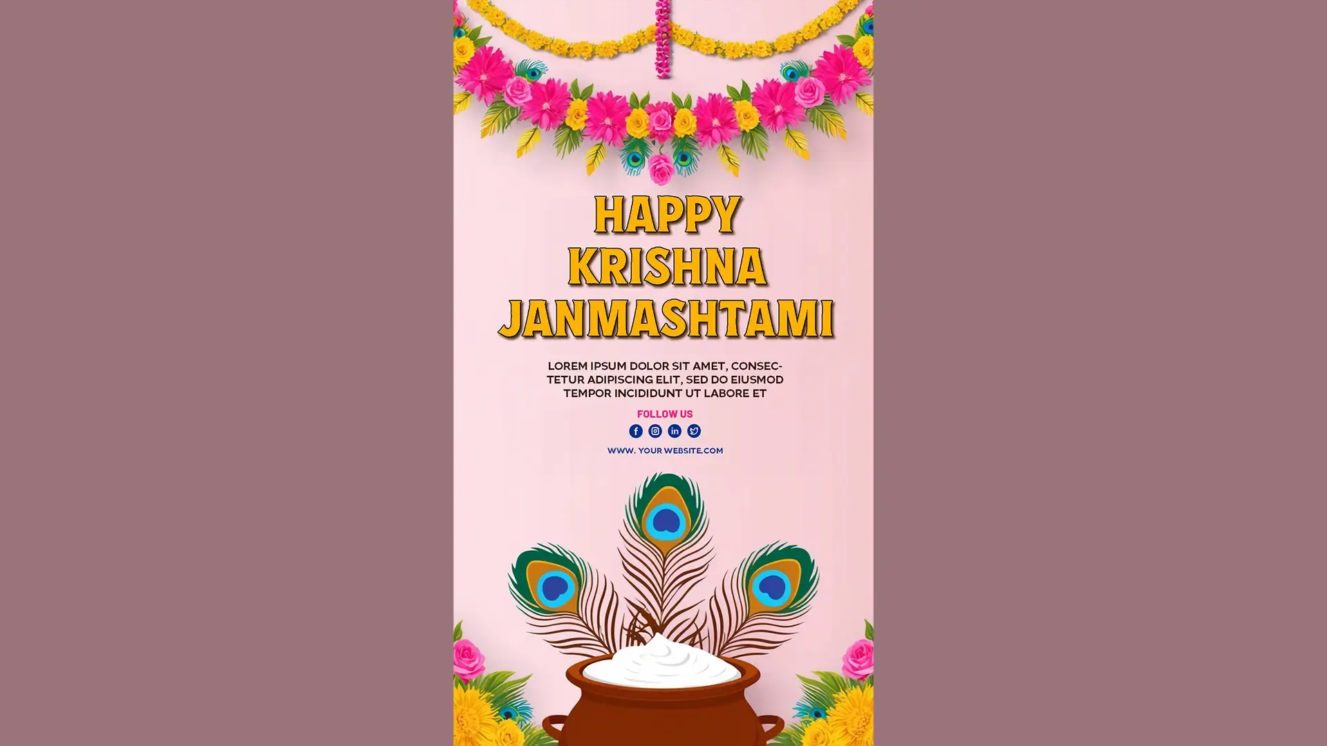 Joyous Krishna Janmashtami Instagram Story PSD Template